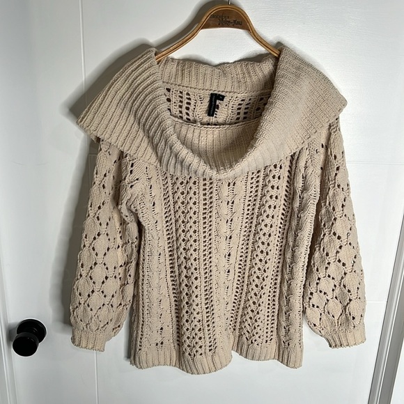 🚩 Moon &  Madison knit crème sweater size medium - Picture 4 of 11